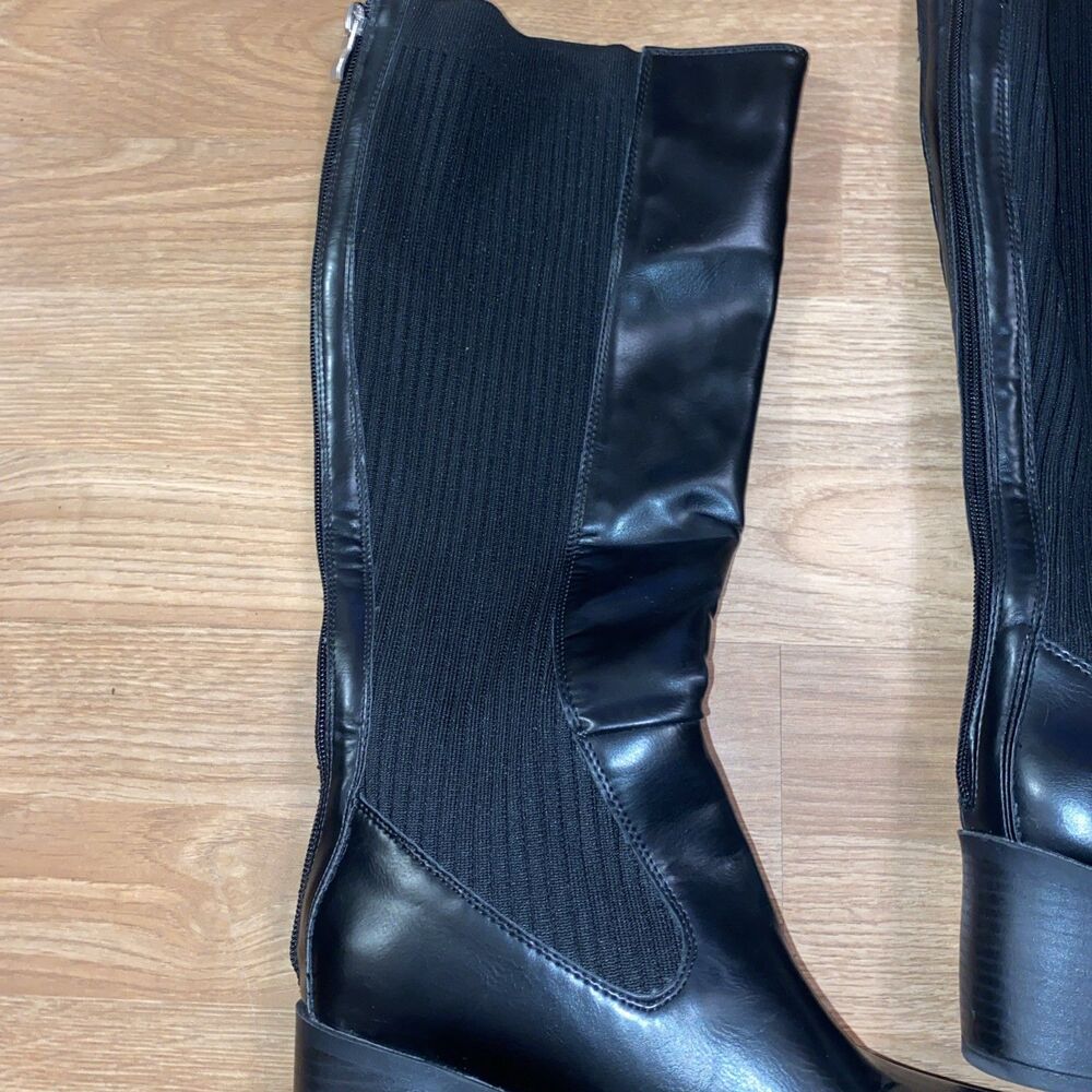 Journee Collection Winny Womens Boots 8 Wide Calf Black Square Toe Knee High New - Picture 6 of 12